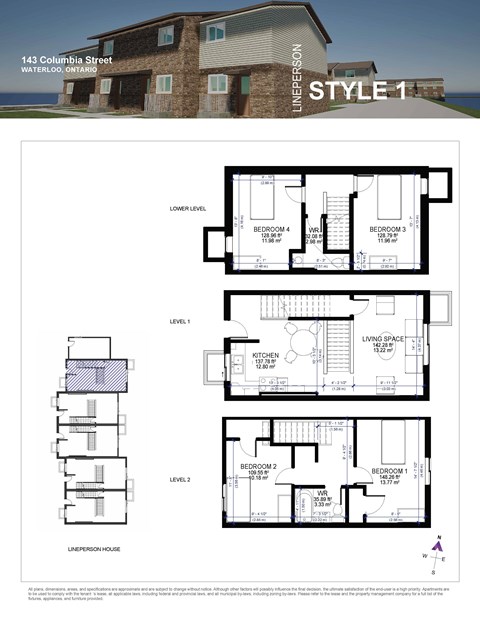 Floor plan for 4 beds, 2 baths, 147 sqft